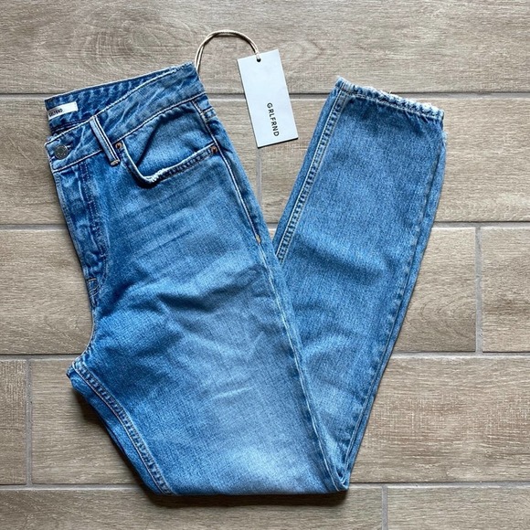 GRLFRND Denim - GRLFRND Karolina Light Wash High Rise Button Fly Jeans in Fly Away